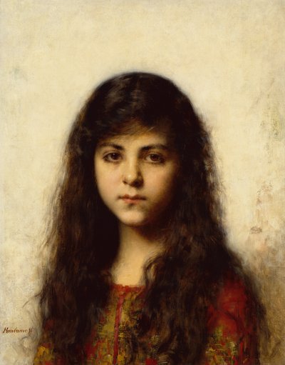 Portret van een Jong Meisje door Alexei Alexevich Harlamoff