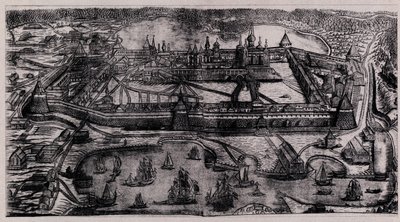 Het Solovetsky Transfiguratieklooster op de Solovetsky-eilanden, 1744 door Alexei Fyodorovich Zubov
