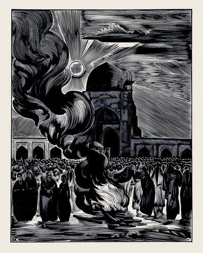 De Bevrijding van Moslimvrouwen. Het Verbranden van de Sluier door Alexei Ilyich Kravchenko