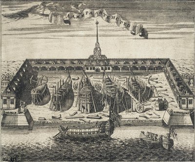 Uitzicht op de Admiraliteitsscheepswerf in St. Petersburg door Alexei Ivanovich Rostovtsev