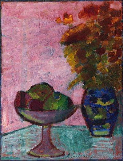 Stilleven met fruitschaal en bloemenvaas, ca. 1932 door Alexei Javlensky von