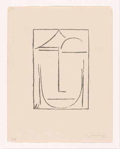 Gestileerd gezicht door Alexei Jawlensky (signed by artist)