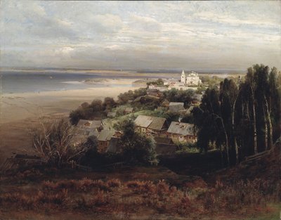 Das Höhlen-Kloster zur Himmelfahrt Jesu, nabij Nizjni Novgorod door Alexei Kondratjewitsch Sawrassow