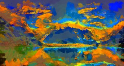 Zonsondergang,2020,(gemengde techniek) door Alexei Makhov