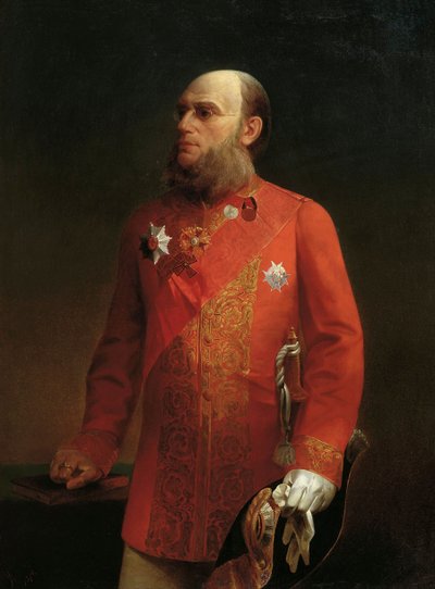 Portret van de Russische geograaf Pyotr Semenov-Tyan-Shansky, 1827-1914, 1874 door Alexei Mikhailovich Kolesov