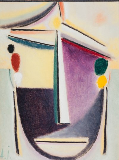 Abstract Hoofd: Zwart-Geel-Paars door Alexej von Jawlensky