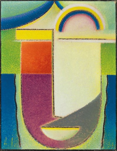Abstract Hoofd: Pasen, 1933 door Alexej von Jawlensky