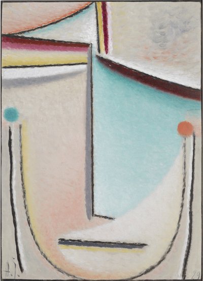 Abstract Hoofd: Roze-Lichtblauw door Alexej von Jawlensky
