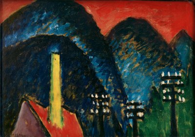 Blauwe Bergen (Landschap met Gele Schoorsteen) door Alexej von Jawlensky
