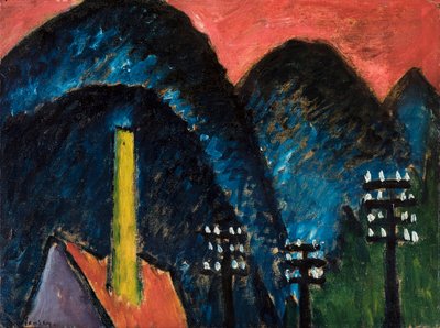 Blauwe bergen Landschap met gele schoorsteen, 1912 door Alexej von Jawlensky