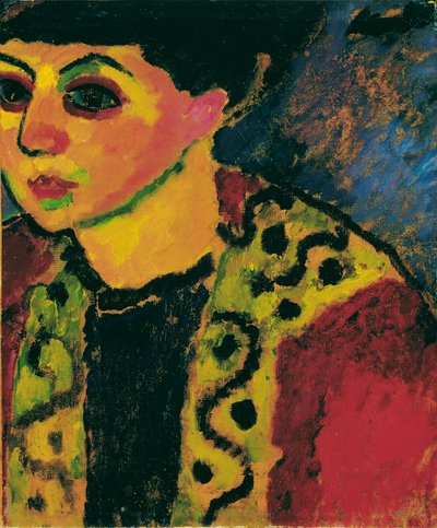 Dame voor blauwe achtergrond door Alexej von Jawlensky