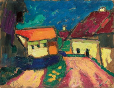 Landschapsstudie, dorpsweg, ca. 1908 door Alexej von Jawlensky