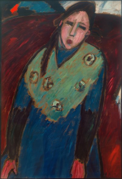 Meisje met groene stola door Alexej von Jawlensky
