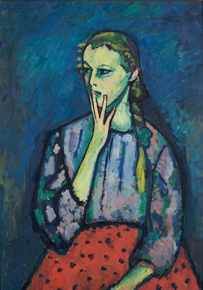 Portret van een meisje door Alexej von Jawlensky