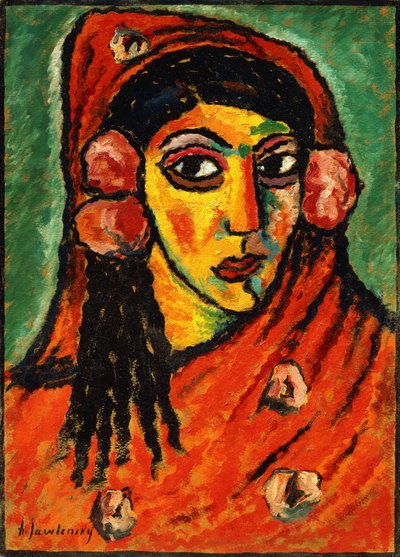 Spaanse meisje met een rode sjaal door Alexej von Jawlensky