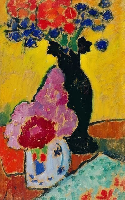 Stilleven met zwarte vaas door Alexej von Jawlensky