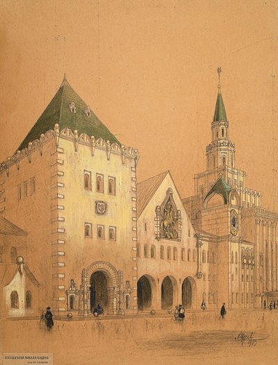 Project voor Kazansky treinstation in Moskou, 1913 door Alexey Viktorovich Shchusev