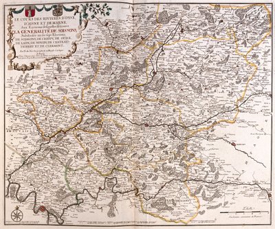 De rivier van de Oise, Aisne en Marne, Frankrijk - door A door Alexis Hubert Jaillot