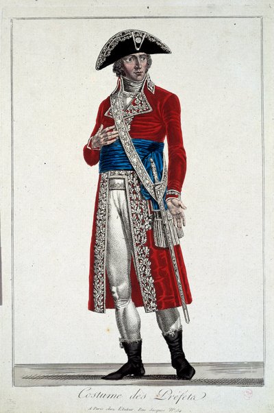 Een prefect in rood kostuum, gravure door Alexis Chataignier (1772-1817) door Alexis Chataigner