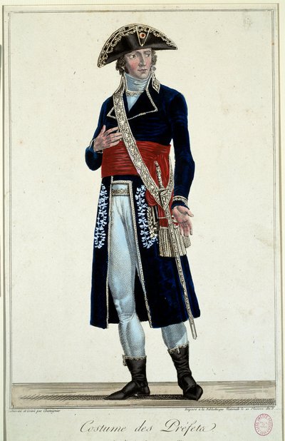 Een prefect in een blauw pak. Gravure door Alexis Chataignier (1772-1817) door Alexis Chataigner