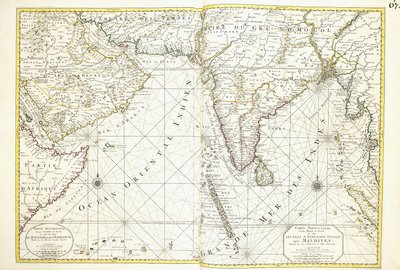 Kaart van Afrika, Arabië en India door Alexis Hubert Jaillot