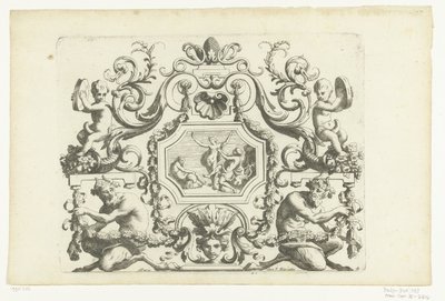 Achthoekig paneel met Orpheus en Eurydice door Alexis Loir (I)