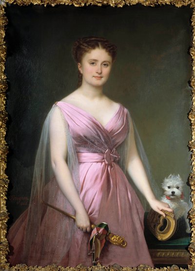 Portret van de theaterkomiek Hortense Schneider (1833-1920) in waanzin door Alexis Nicolas Perignon