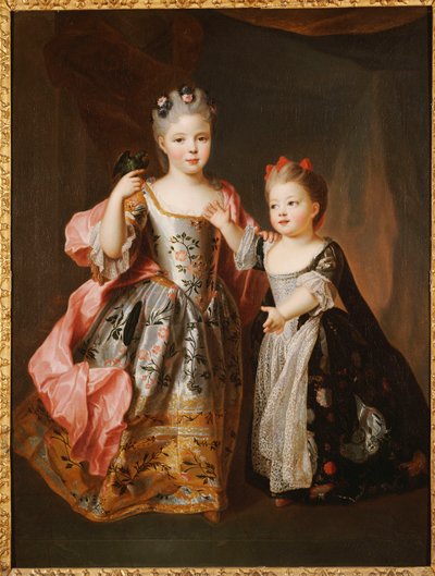 Portret van twee Jonge Meisjes, vermoedelijk Adelaide en Victoire, dochters van Lodewijk XV door Alexis Simon Belle