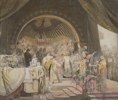 Ottokar II van Bohemen. De Unie van Slavische Dynastieën De cyclus Het Slavische Epos Schets door Alfons Marie Mucha