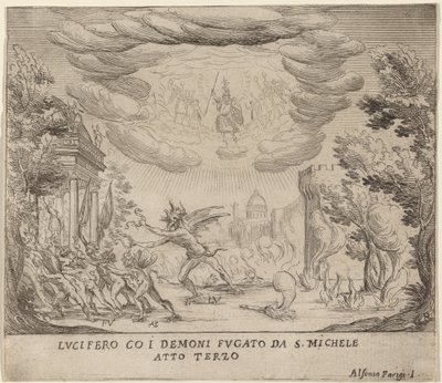 Lucifer en Demonen Vluchten voor Sint-Michiel door Alfonso Parigi II
