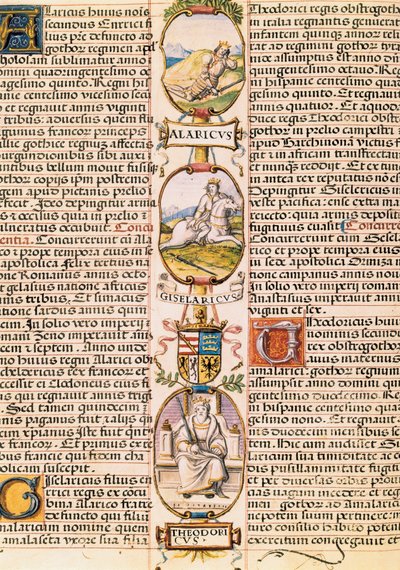 Stamboom van de koningen van de koninkrijken Asturië en Leon, uit "Genealogía de los reyes de España" door Alonso de Cartagena door Alfonso de Cartagena