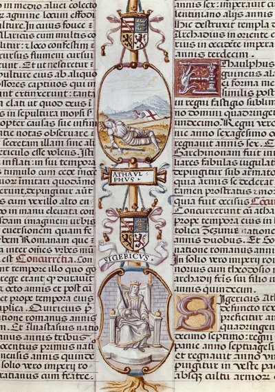 Voorstelling van de Visigotische koningen Athaulf en Sigeric, uit "Genealogía de los reyes de España" door Alonso de Cartagena door Alfonso de Cartagena