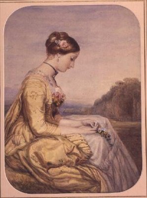 AB0100 Zittende Dame in een Gele Jurk door Alfred Edward Chalon
