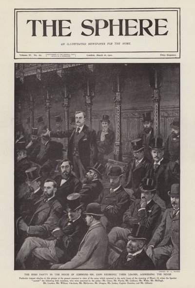 Ierse MP John Redmond spreekt het Lagerhuis toe door Alfred (after) Pearse