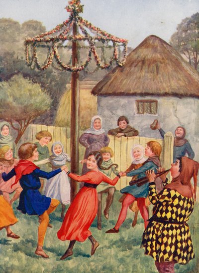 Merrie Engeland: Rond de meiboom door Alfred (after) Pearse