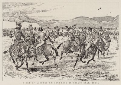 Een Set Lansiers op Muilezels in Beluchistan, India door Alfred Chantrey Corbould