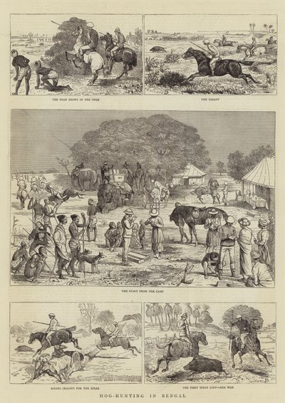 Varkensjacht in Bengalen door Alfred Chantrey Corbould