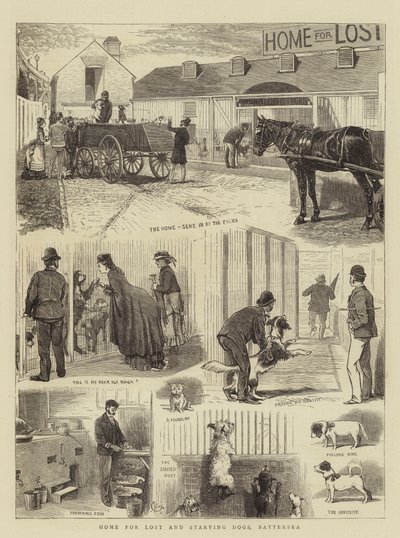 Huis voor Verloren en Hongerige Honden, Battersea door Alfred Chantrey Corbould