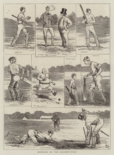 Humor van het cricketveld door Alfred Chantrey Corbould