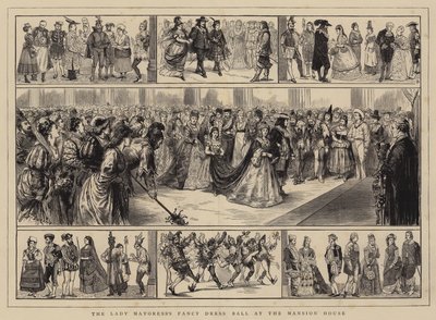 Het gemaskerd bal van de Lady Mayoress in het Mansion House door Alfred Chantrey Corbould