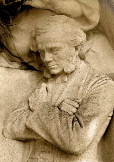 Detail van een beeldhouwwerk van componist César Franck, Square S. Rousseau, Parijs door Alfred Charles Lenoir