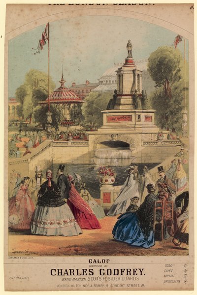 Galop. De tuin van de Royal Horticultural Society ter gelegenheid van de tentoonstelling van 1862 door Alfred Concanen