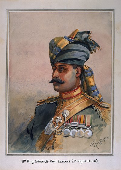 Hoofd en Schouders portret van Risaldar, Durrani, illustratie voor 