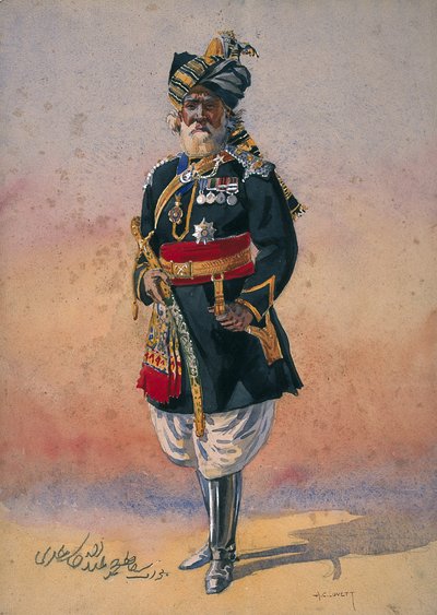 Ere-inheemse Commandant Nawab Sir Hafiz Muhammad Abdullah Khan, KCIE, illustratie voor 