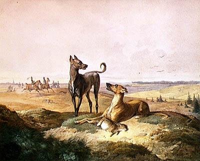 Hazenjacht door Alfred Dedreux