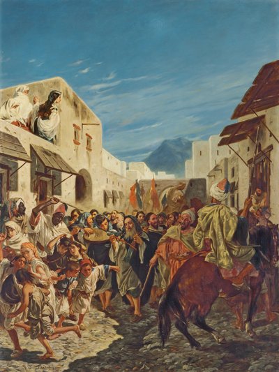 Joodse Muzikanten in de Straten van Tetuan door Alfred Dehodencq