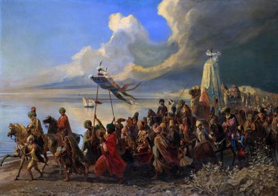 Bedevaart naar de zogenaamde heilige plaatsen van de stad Mekka in Saoedi-Arabië - De Hajj door Alfred Dehodencq