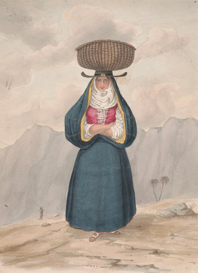 Boerin met Mand op haar Hoofd - La Palma, 1828 door Alfred Diston