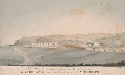 Het klooster en een deel van de stad Candelaria, aan de zuidkant van Tenerife door Alfred Diston
