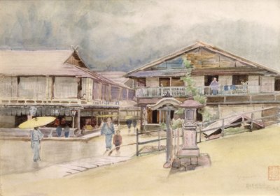 Regenachtige dag in Yumoto, 1889 door Alfred East